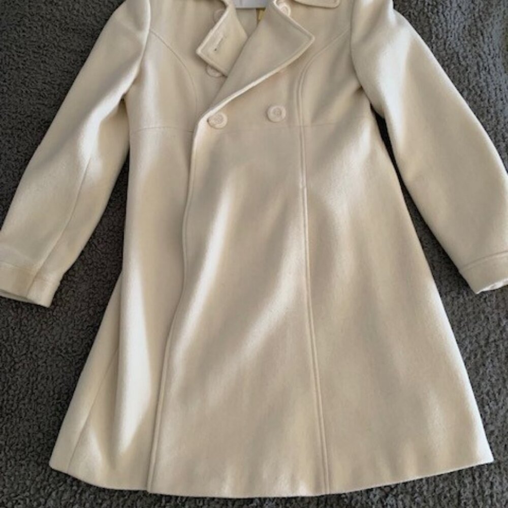 Size 6P or 6 Petite Off-White / Cream Colored Pea Coat EXCELLENT Condition